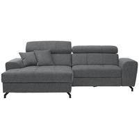 ECKSOFA Grau Velours  - Schwarz/Grau, Design, Textil/Metall (181/267cm) - Carryhome