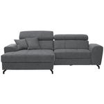 ECKSOFA  in Velours Grau  181/267 cm  - Schwarz/Grau, Design, Textil/Metall (181/267cm) - Carryhome