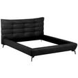 POLSTERBETT 180/200 cm,  in Anthrazit, gepolstertes Kopfteil,  - Anthrazit/Schwarz, Design, Leder/Metall (180/200cm) - Esposa