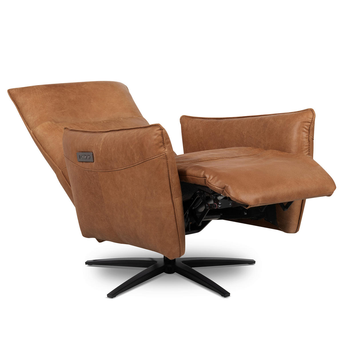 RELAXSESSEL Leder Cognac  - Cognac/Schwarz, Design, Leder/Metall (77/107/88cm) - Livetastic