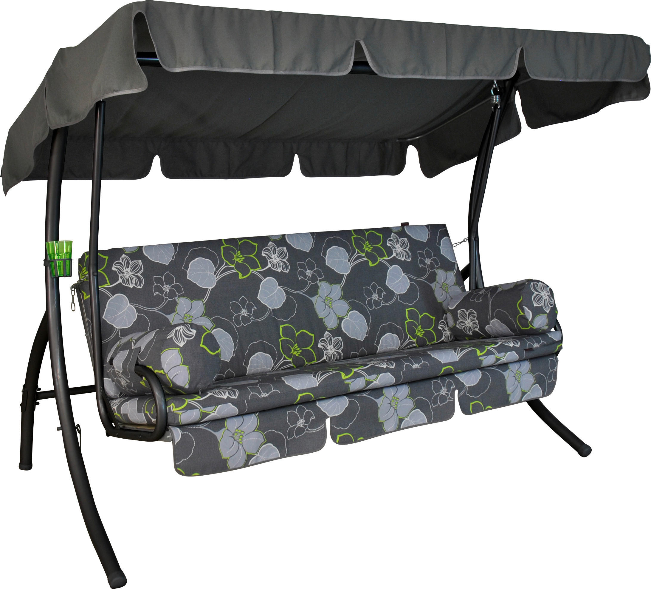 HOLLYWOODSCHAUKEL 210/160/145 cm  - Anthrazit/Grau, Basics, Kunststoff/Textil (210/160/145cm) - Boxxx