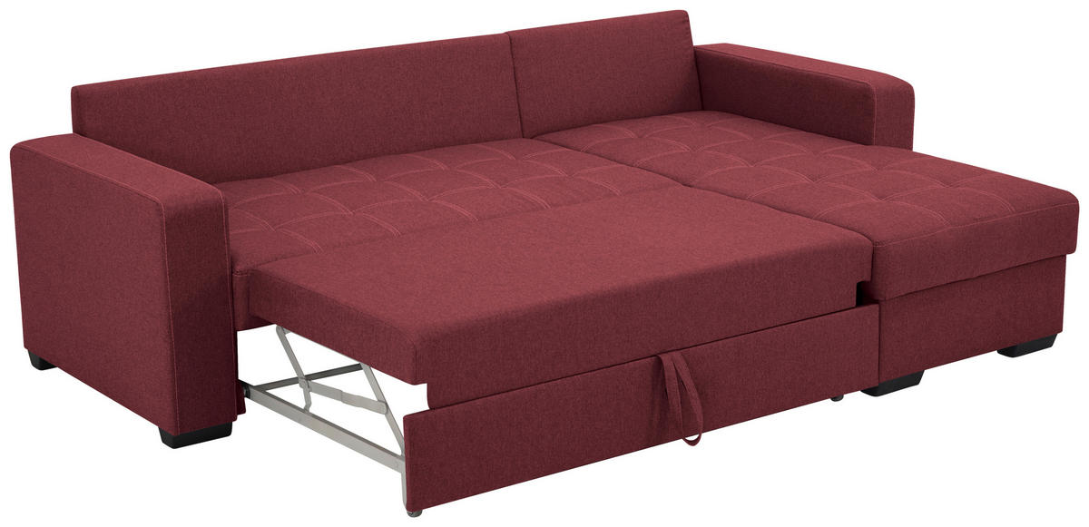 ECKSCHLAFSOFA in Mikrofaser Rot  - Rot/Schwarz, Design, Kunststoff/Textil (240/160cm) - Livetastic
