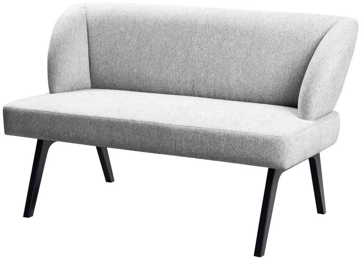 SITZBANK 140/86/48 cm Webstoff Hellgrau Buche vollmassiv  - Hellgrau/Schwarz, MODERN, Holz/Textil (140/86/48cm)