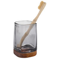 KELÍMEK NA ZUBNÍ KARTÁČEK šedá, barvy akácie - šedá/barvy akácie, Basics, dřevo/sklo (7,5/11/7,5cm) - Homeware