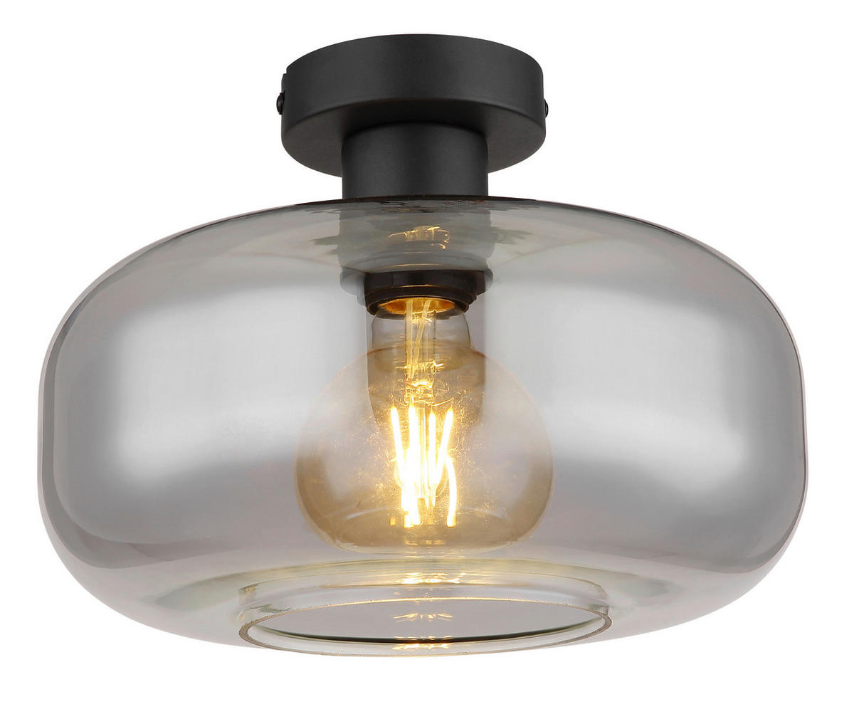 DECKENLEUCHTE  28/20,5 cm    - Schwarz, Design, Glas/Metall (28/20,5cm) - Globo