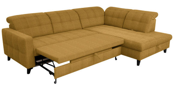 ECKSOFA in Webstoff Currygelb 297/216 cm - Currygelb/Schwarz, Design, Holz/Textil (297/216cm) - Xora