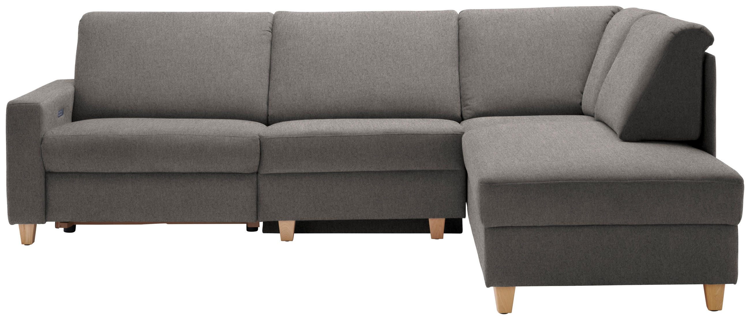 ECKSOFA in Flachgewebe Schlammfarben  261/203 cm  - Schlammfarben/Eichefarben, KONVENTIONELL, Holz/Textil (261/203cm) - Sedda
