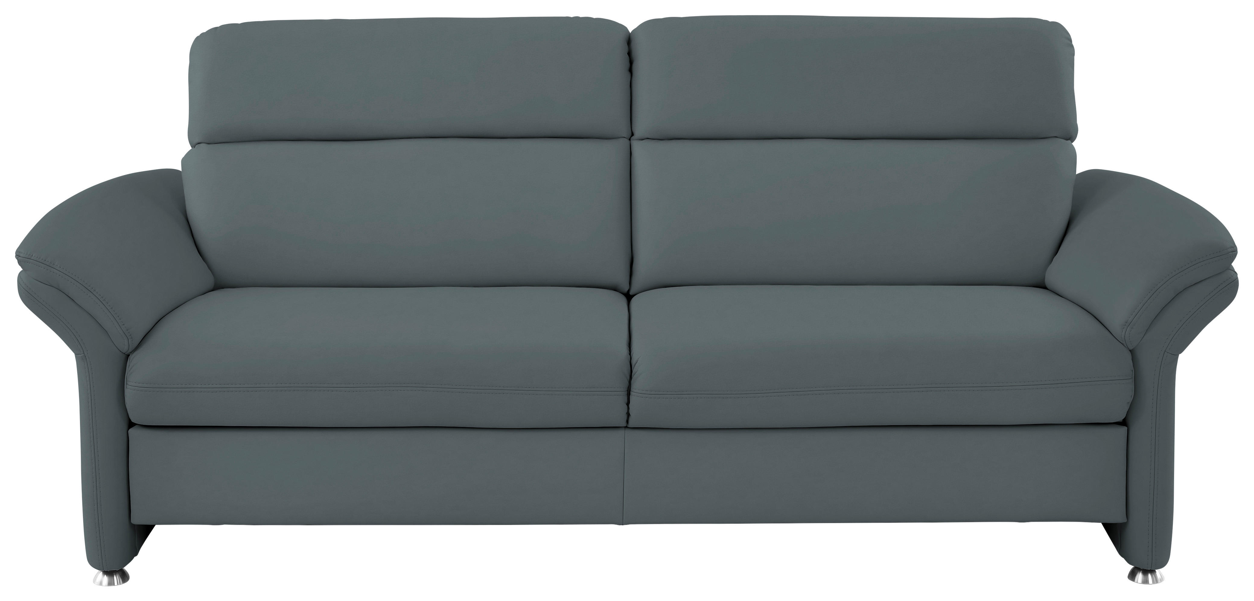 3-SITZER-SOFA in Echtleder Blau, Grau  - Blau/Alufarben, KONVENTIONELL, Leder/Metall (228/96/92cm) - Beldomo Premium