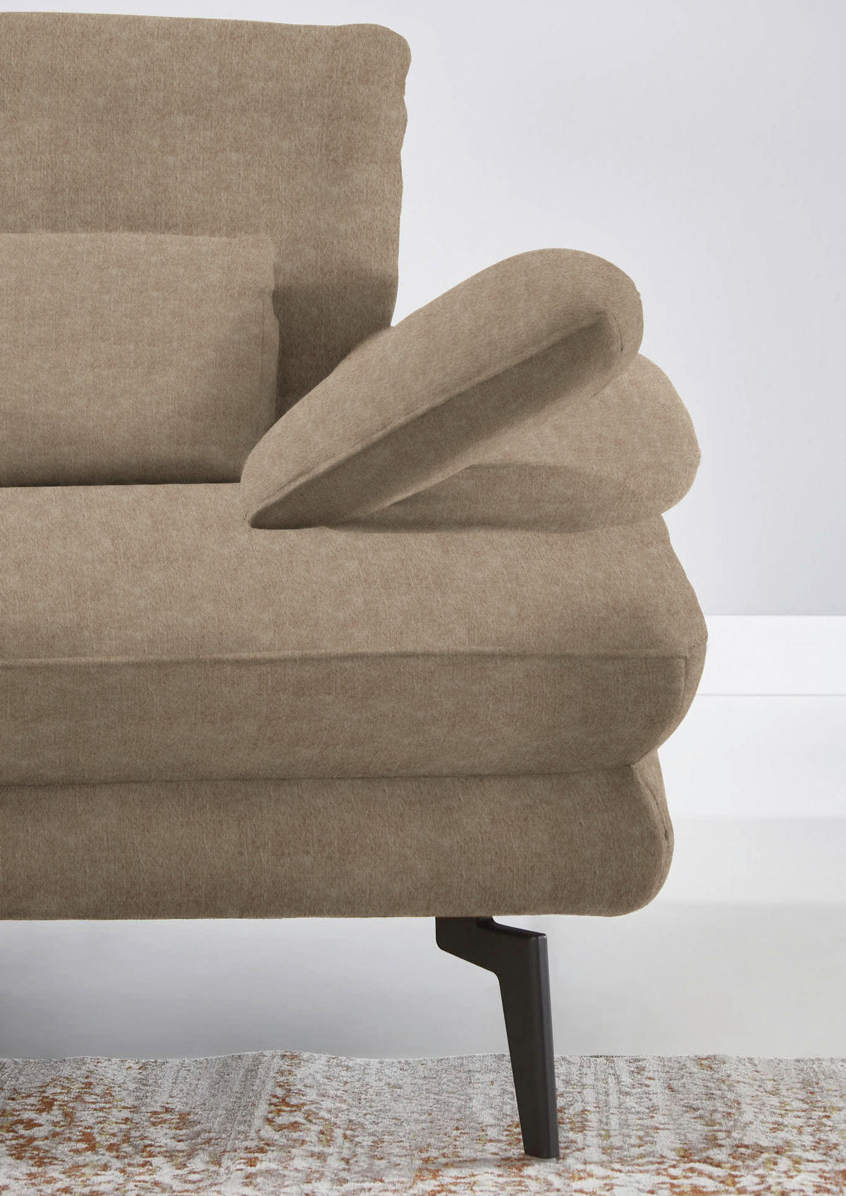 ECKSOFA in Velours Hellbraun  - Hellbraun/Schwarz, Design, Textil/Metall (180/310cm) - Dieter Knoll