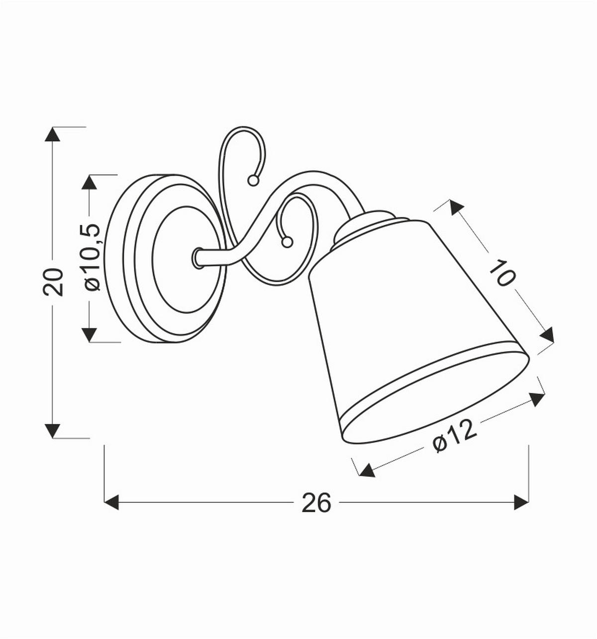 VÄGGLAMPA Losanna 26/12/20 cm   - vit/bronsfärgad, Klassisk, metall (26/12/20cm)