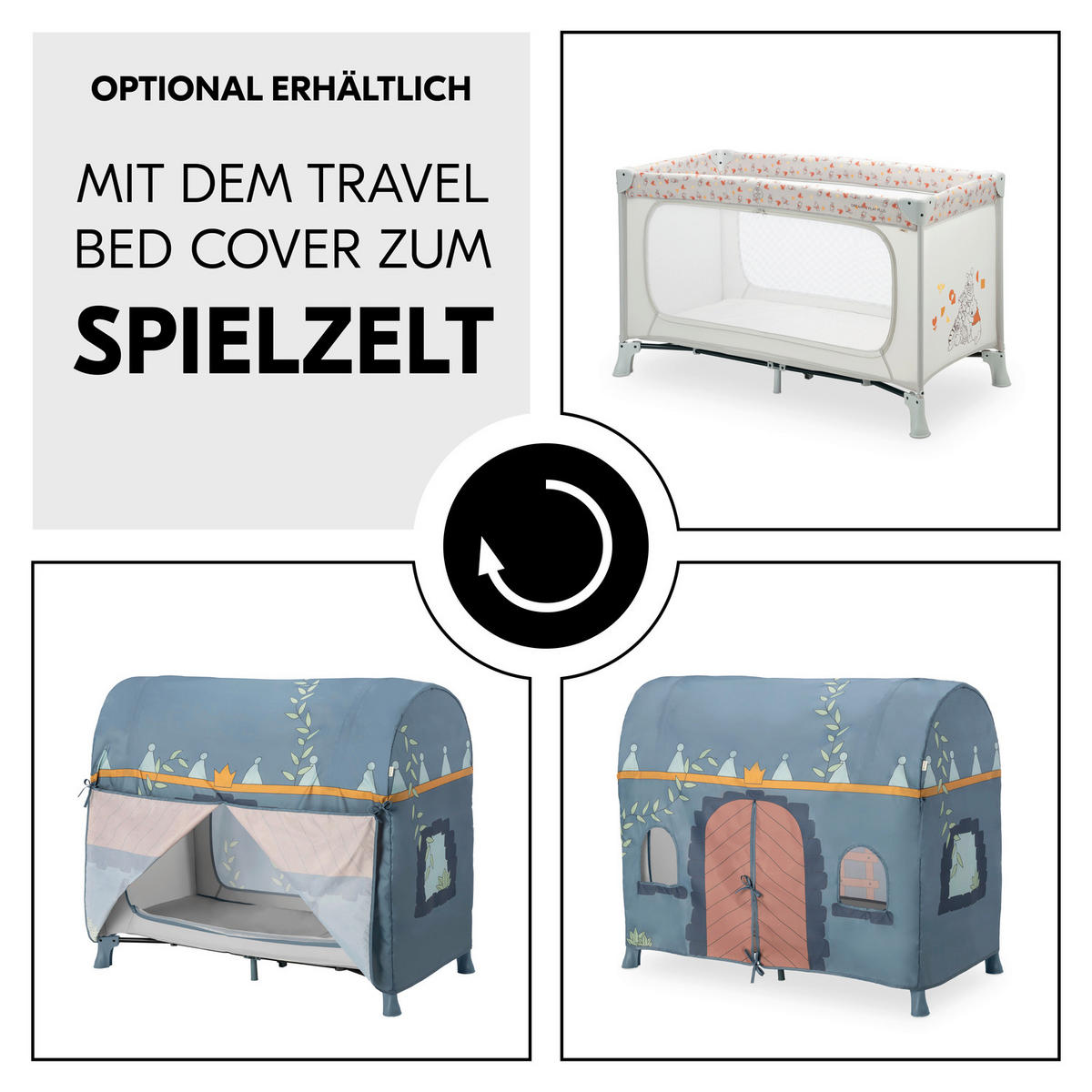 REISEBETT Dream N Play Plus Beige, Multicolor  - Beige/Multicolor, Basics, Kunststoff/Textil (65/76/125cm) - Hauck