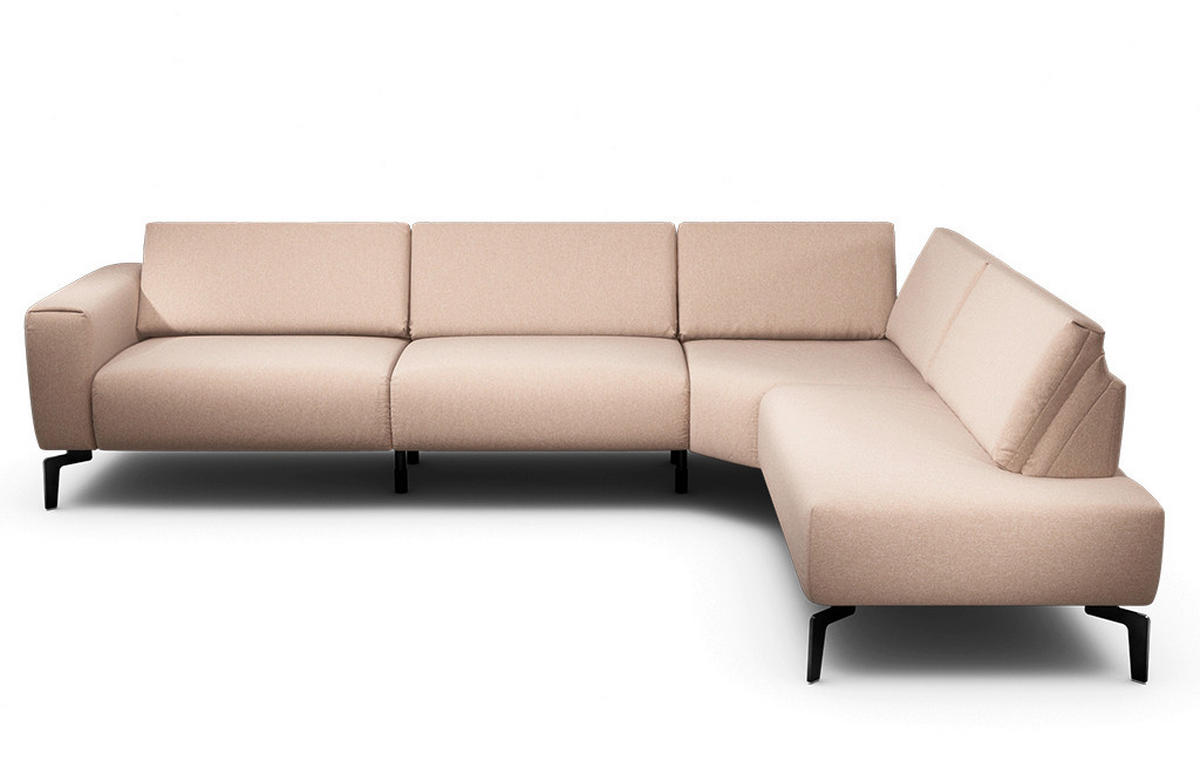 ECKSOFA Cosy Rosa Chenille  - Schwarz/Rosa, Design, Textil/Metall (296/213cm) - SENSOO