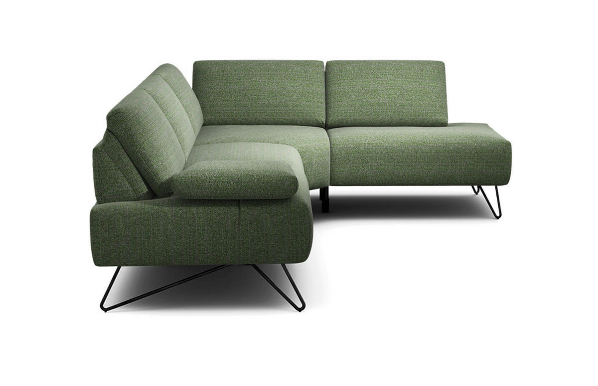 ECKSOFA Cosy Waldgrün Chenille  - Waldgrün/Schwarz, Design, Textil/Metall (248-263/193cm) - SENSOO