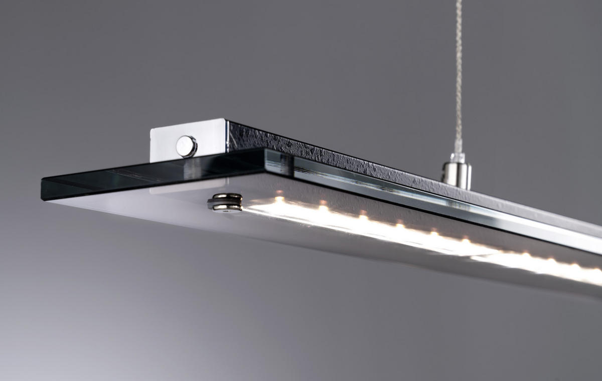 LED-HÄNGELEUCHTE 135/9/80-150 cm    - Chromfarben/Schwarz, Design, Glas/Metall (135/9/80-150cm) - Fischer & Honsel