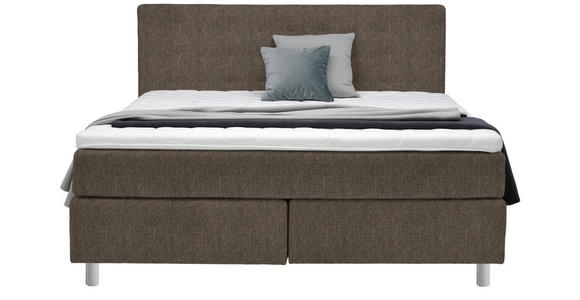 BOXSPRINGBETT 180/200 cm  in Braun  - Chromfarben/Braun, KONVENTIONELL, Kunststoff/Textil (180/200cm) - Voleo