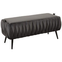 TRUHENBANK 110/46/45 cm Samt Schwarz, Dunkelgrau  - Dunkelgrau/Schwarz, Trend, Textil/Metall (110/46/45cm) - Xora