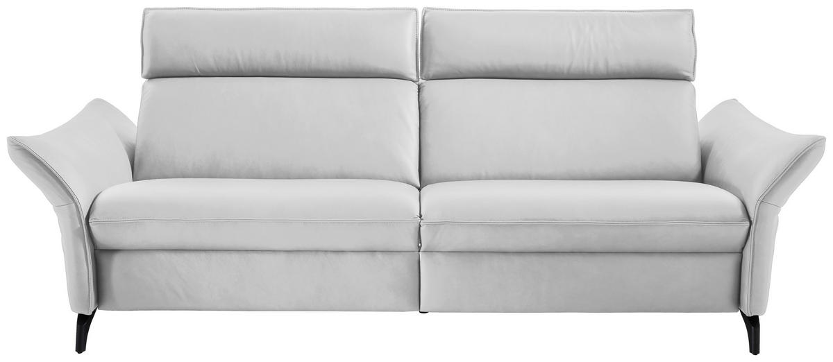 3-SITZER-SOFA in Echtleder Hellgrau  - Anthrazit/Hellgrau, Design, Leder/Metall (224/94/95cm) - Himolla