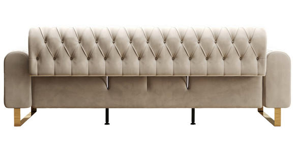 3-SITZER-SOFA Velours Beige  - Beige/Goldfarben, KONVENTIONELL, Textil/Metall (264/90/97cm) - Carryhome