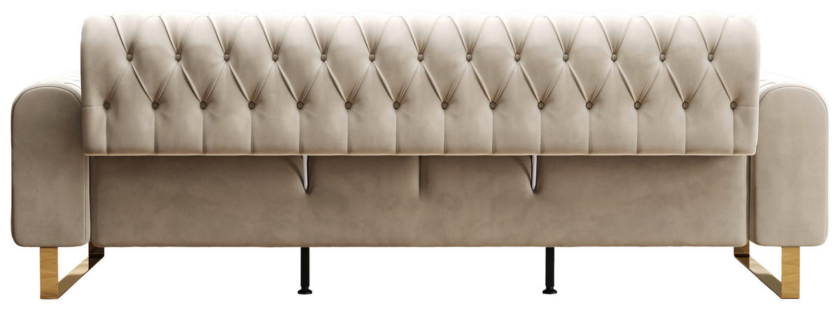 3-SITZER-SOFA Velours Beige  - Beige/Goldfarben, KONVENTIONELL, Textil/Metall (264/90/97cm) - Carryhome