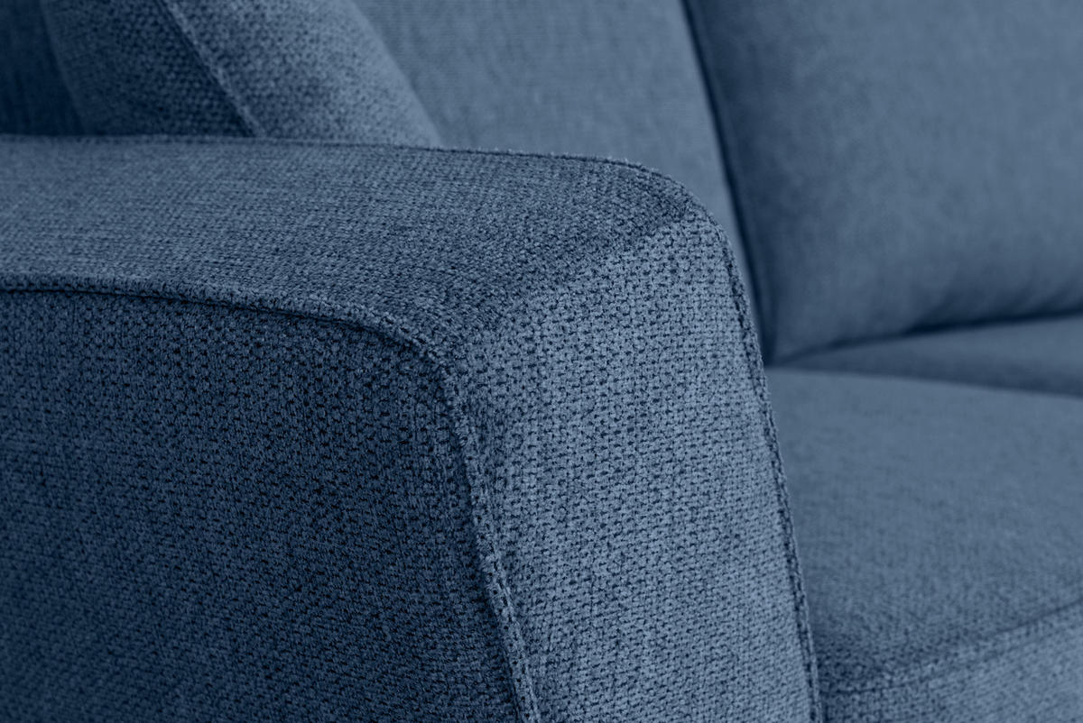 ECKSOFA in Flachgewebe Dunkelblau  - Eichefarben/Dunkelblau, Konventionell, Holz/Textil (265/159cm) - Carryhome