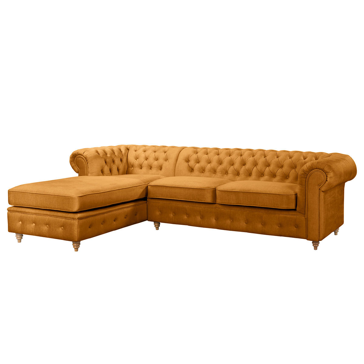 ECKSOFA Mikrofaser Bernsteinfarben  - Bernsteinfarben/Braun, Design, Holz/Textil (182/284cm) - P & B