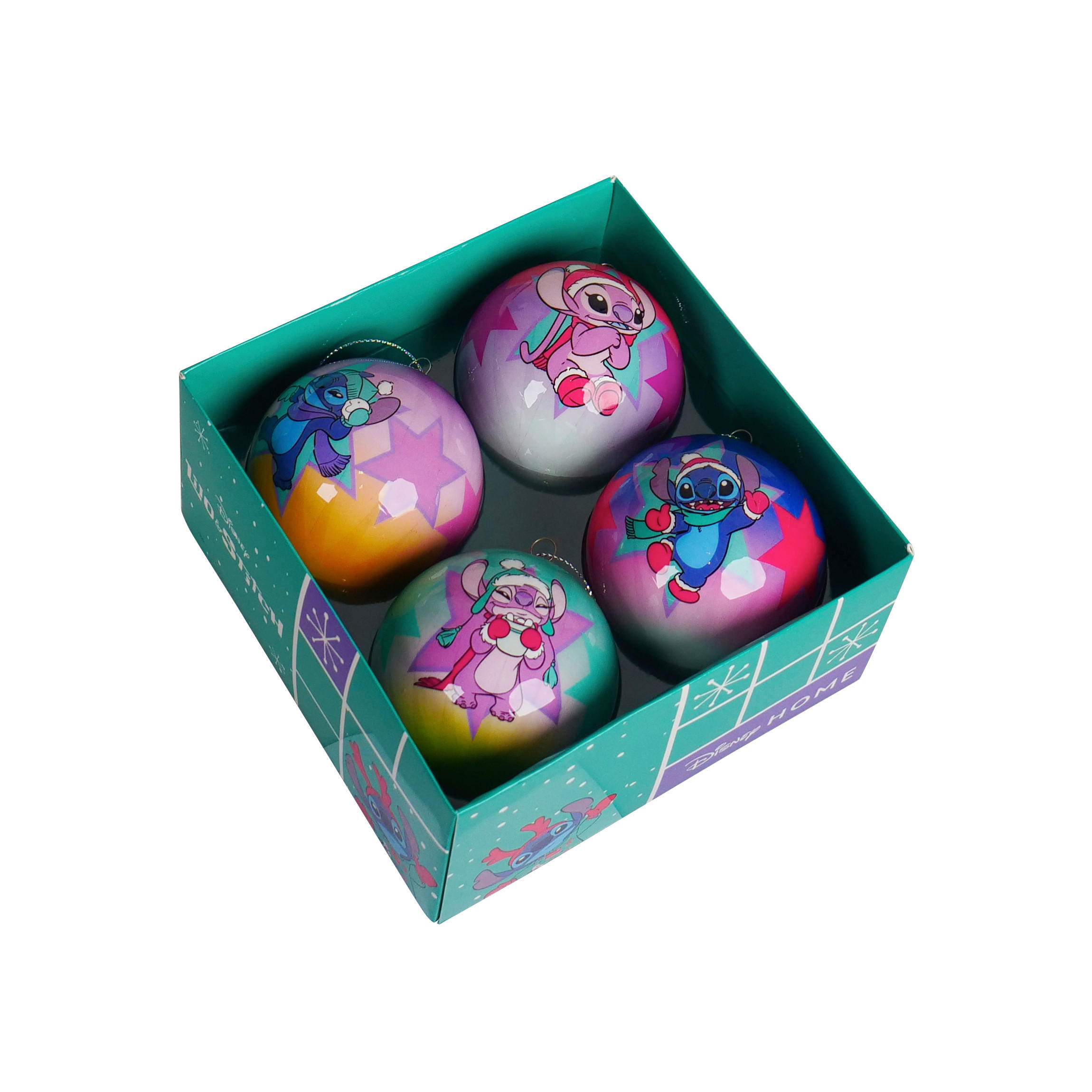 Disney Christbaumkugel-Set Stitch Mehrfarbig, Türkis, Hellblau, Hellrosa