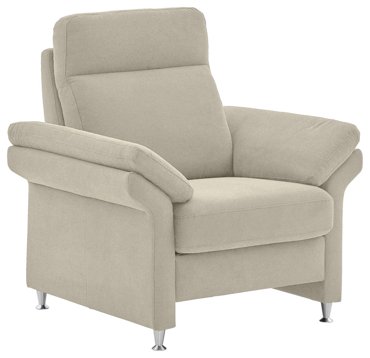 FERNSEHSESSEL  mit Relaxfunktion Flachgewebe Naturfarben  - Alufarben/Naturfarben, MODERN, Textil/Metall (96/103/89cm) - Pure Home Comfort