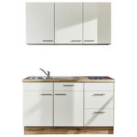 MINIKÜCHE 150 cm   in Magnolie  - Edelstahlfarben/Eichefarben, Design, Holzwerkstoff/Metall (150cm) - Pino