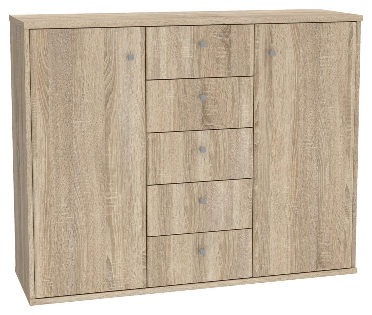 KOMMODE 108,8/85,5/34,8 cm  in Sonoma Eiche  - Alufarben/Sonoma Eiche, Design, Holzwerkstoff/Kunststoff (108,8/85,5/34,8cm)