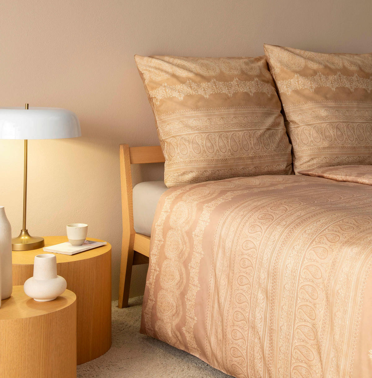 POSTELJNINA 140/200 cm saten bež  - bež, Konvencionalno, tekstil (140/200cm) - Bassetti