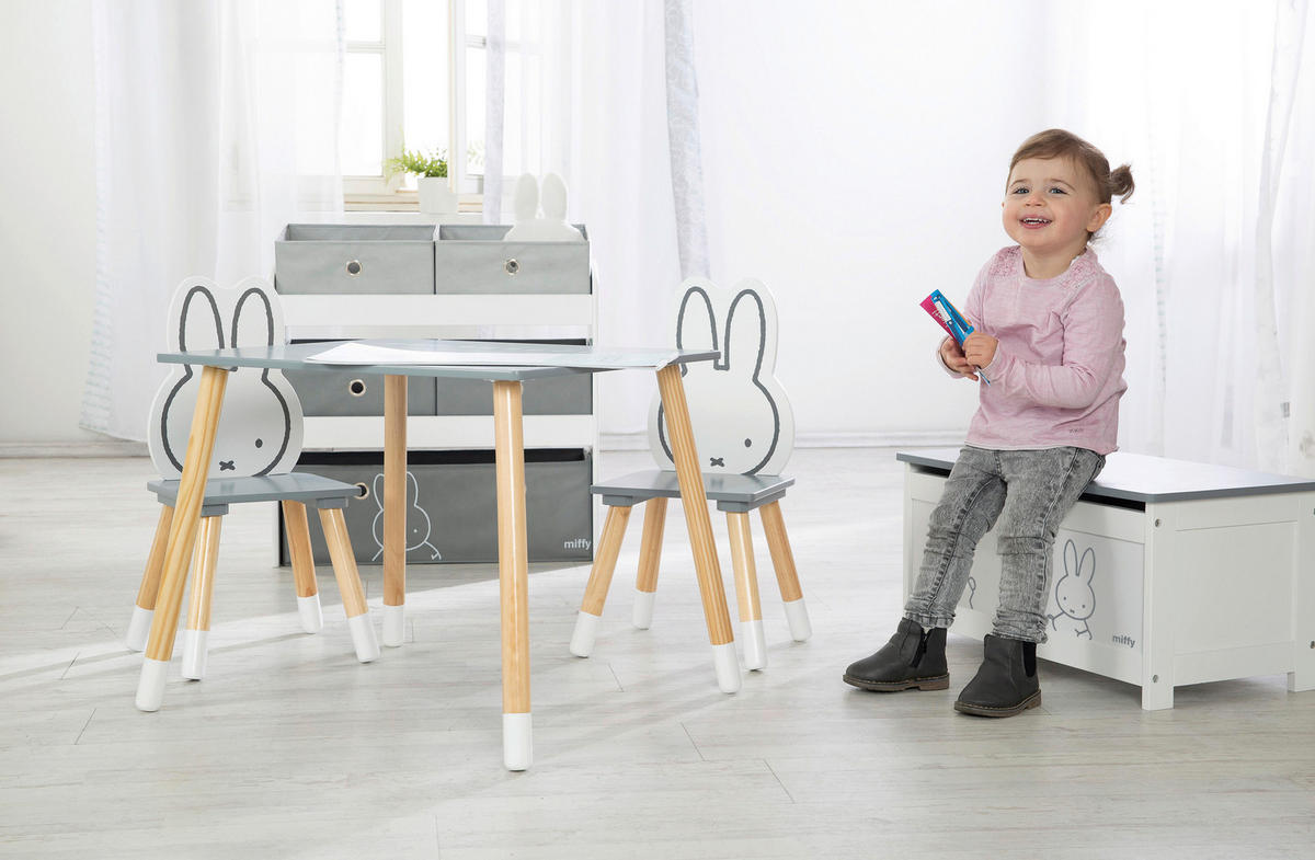 KINDERSITZGRUPPE MIFFY Weiß, Dunkelgrau  - Dunkelgrau/Weiß, Basics, Holz/Holzwerkstoff - Roba