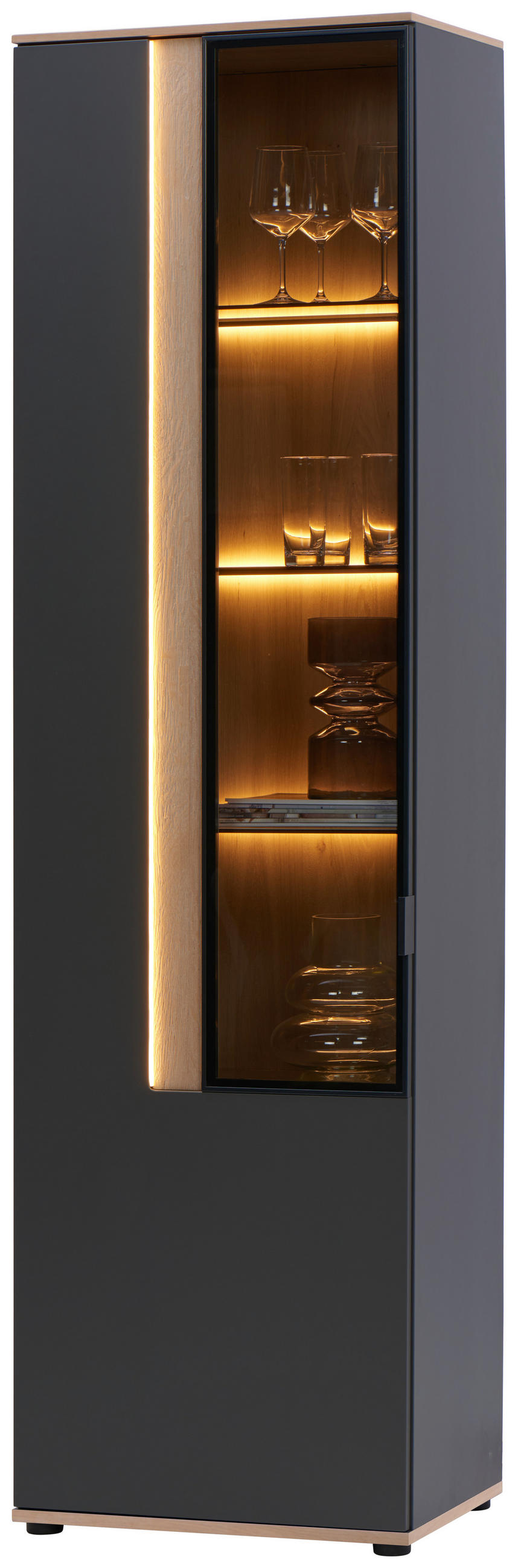 VITRIN furnérozott vad tölgy antracit  - antracit, Design, faalapú anyag/üveg (60,6/213,1/42cm) - Dieter Knoll