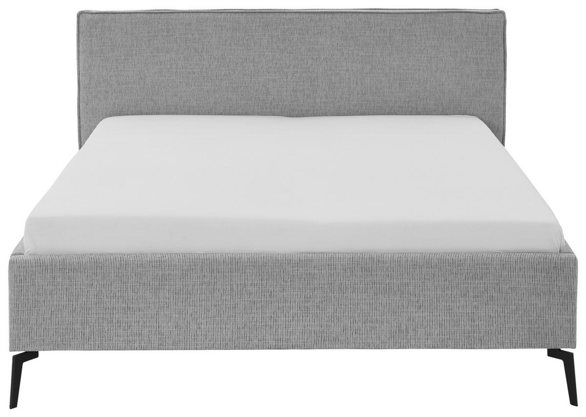 POLSTERBETT 160/200 cm  in Hellgrau  - Hellgrau/Schwarz, Design, Textil/Metall (160/200cm) - home24