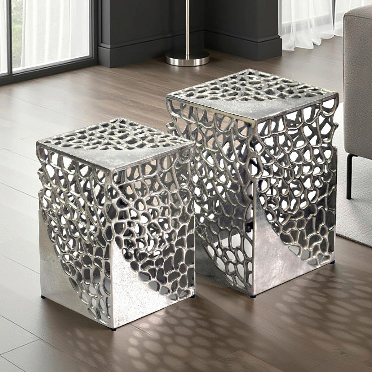 SATSBORD i metall 30/26/30/26/45/40 cm  - silver, Design, metall (30/26/30/26/45/40cm) - MID.YOU