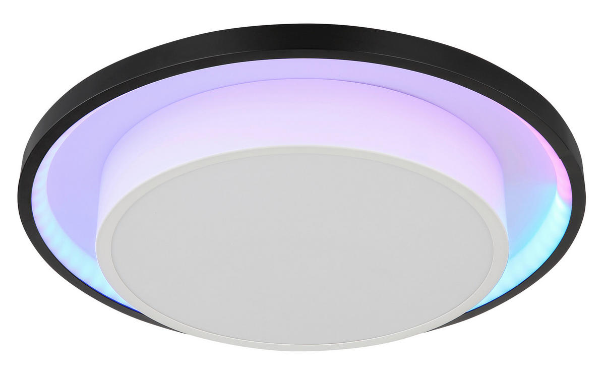 LED-DECKENLEUCHTE 21 W  39,5/5 cm    - Opal/Schwarz, Design, Kunststoff/Metall (39,5/5cm) - Globo