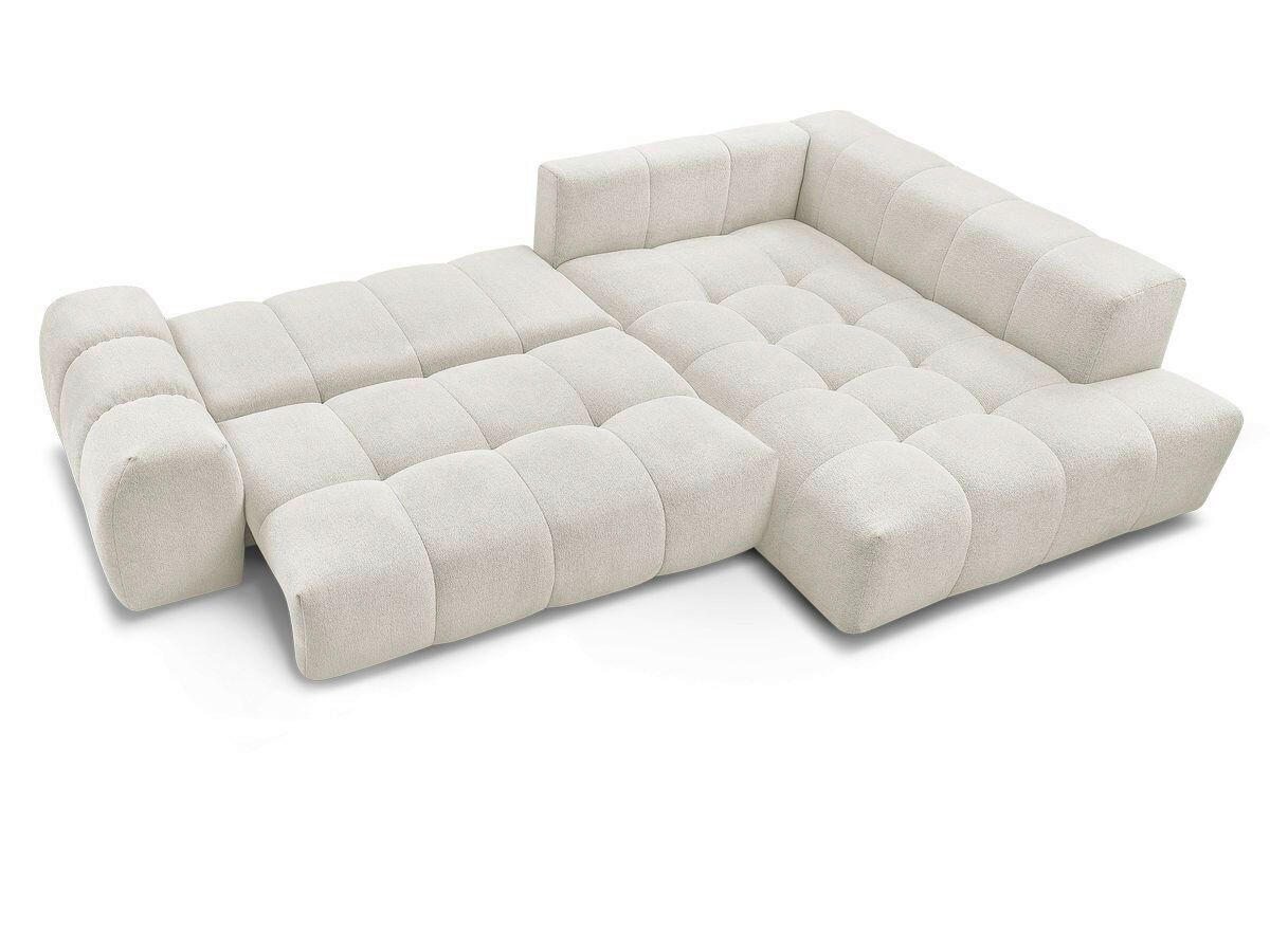 ECKSCHLAFSOFA EVEREST  mit Rücken echt, Armteil links, Armteil rechts Flachgewebe Weiß  - Schwarz/Weiß, MODERN, Kunststoff/Textil (320/212cm)