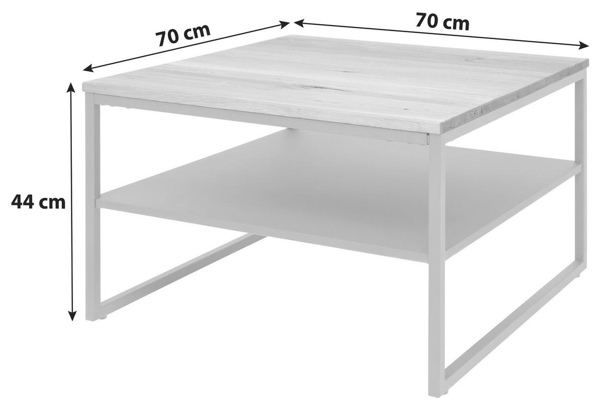 COUCHTISCH Eiche massiv quadratisch Naturfarben, Schwarz  - Schwarz/Naturfarben, MODERN, Holz/Holzwerkstoff (70/44/70cm) - Livetastic