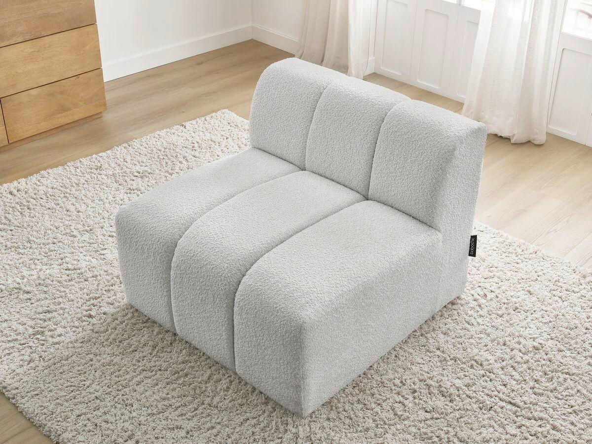 SOFAELEMENT ANNECY Bouclé Hellgrau  - Hellgrau/Schwarz, MODERN, Kunststoff/Textil (91/72/91cm)