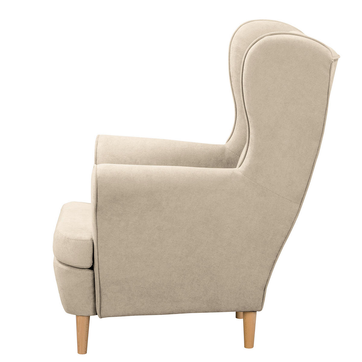 OHRENSESSEL in Mikrofaser Creme  - Creme/Naturfarben, Design, Holz/Textil (87/105/90cm) - Livetastic