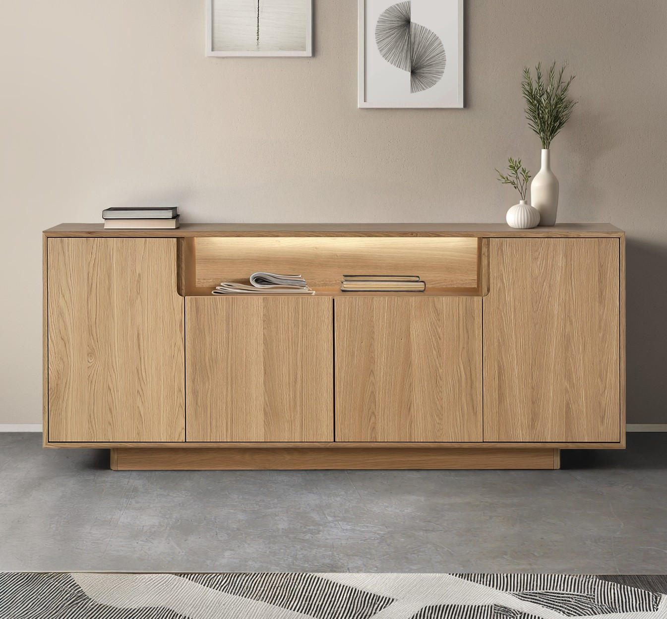 SIDEBOARD  in 180/75/40 cm  - Eichefarben/Naturfarben, Design, Holz/Holzwerkstoff (180/75/40cm) - Livetastic