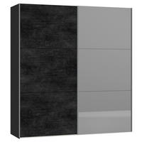 SCHWEBETÜRENSCHRANK Graphitfarben, Schwarz  - Silberfarben/Graphitfarben, Design, Glas/Holzwerkstoff (203/220/65cm) - Jutzler