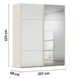 SCHWEBETÜRENSCHRANK 201/223/68 cm 2-türig Weiß, Champagner  - Champagner/Weiß, KONVENTIONELL, Glas/Holzwerkstoff (201/223/68cm) - Novel