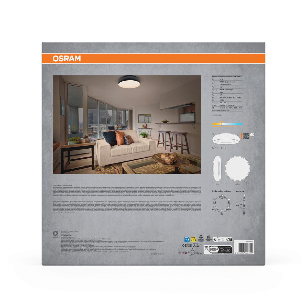 LED-DECKENLEUCHTE 43/11.5 cm   - Design, Kunststoff/Metall (43/11.5cm) - Osram