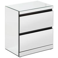 NACHTSCHRANK 45/50/30 cm  - Silberfarben, Trend, Glas/Holzwerkstoff (45/50/30cm) - Xora