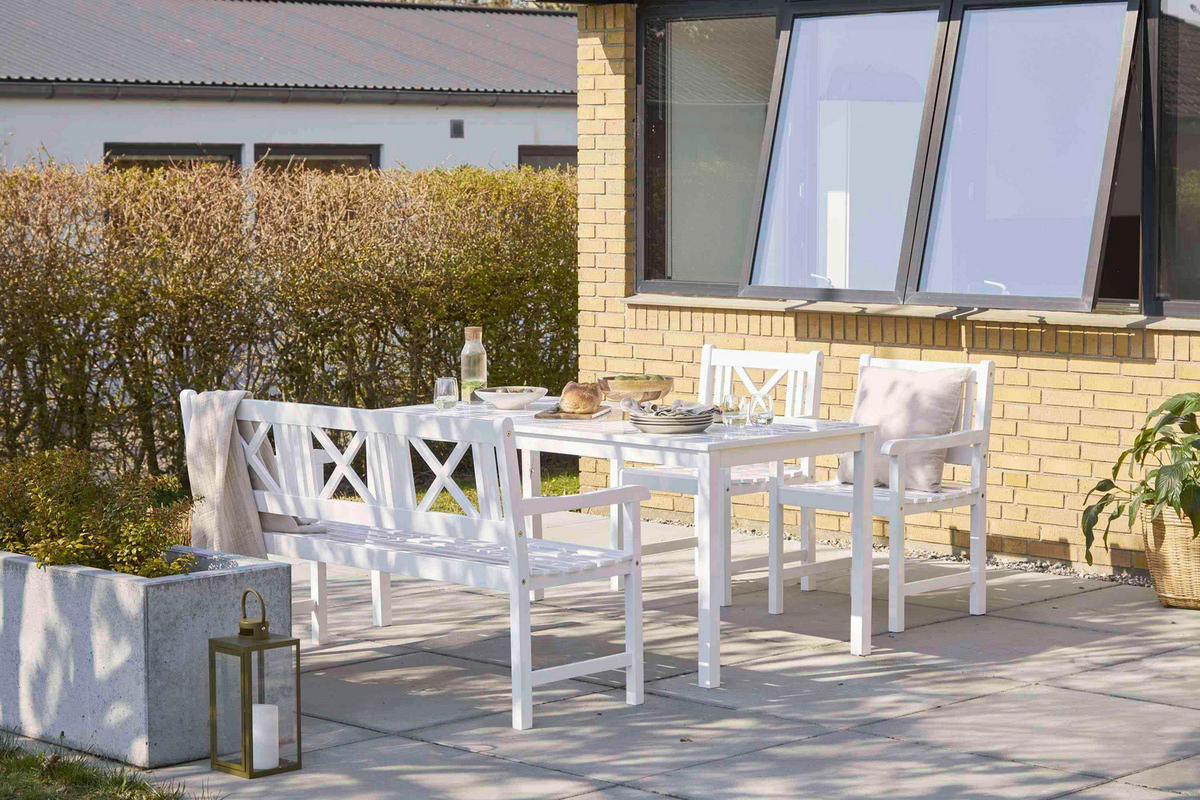 GARTENSESSEL Holz Weiss Hochglanz  - Weiss Hochglanz, Natur, Holz (59/89/59cm) - Gardenson