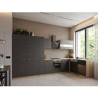 HÖRNKÖK 370/172 cm  i grå  - stålfärgad/grå, Trend, metall/trämaterial (370/172cm) - Respekta