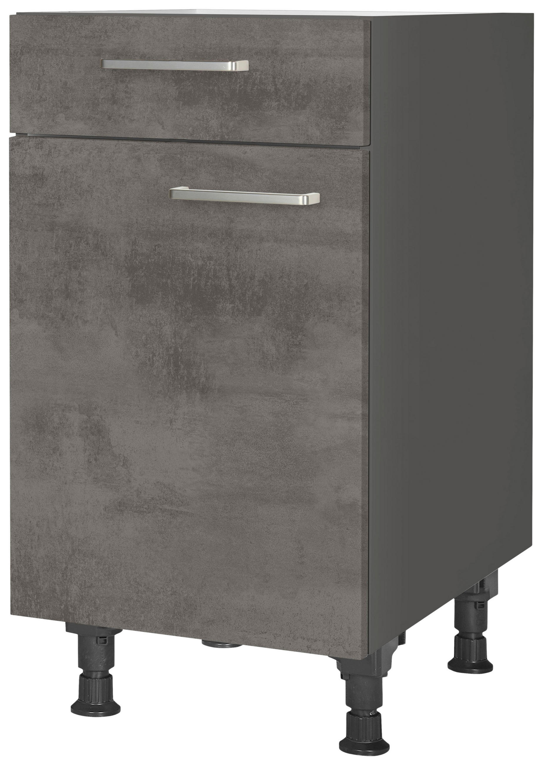 SCHUBKASTENUNTERSCHRANK 45/87/56 cm  in Schieferfarben  - Schieferfarben/Edelstahlfarben, MODERN, Holzwerkstoff/Metall (45/87/56cm) - Nobilia