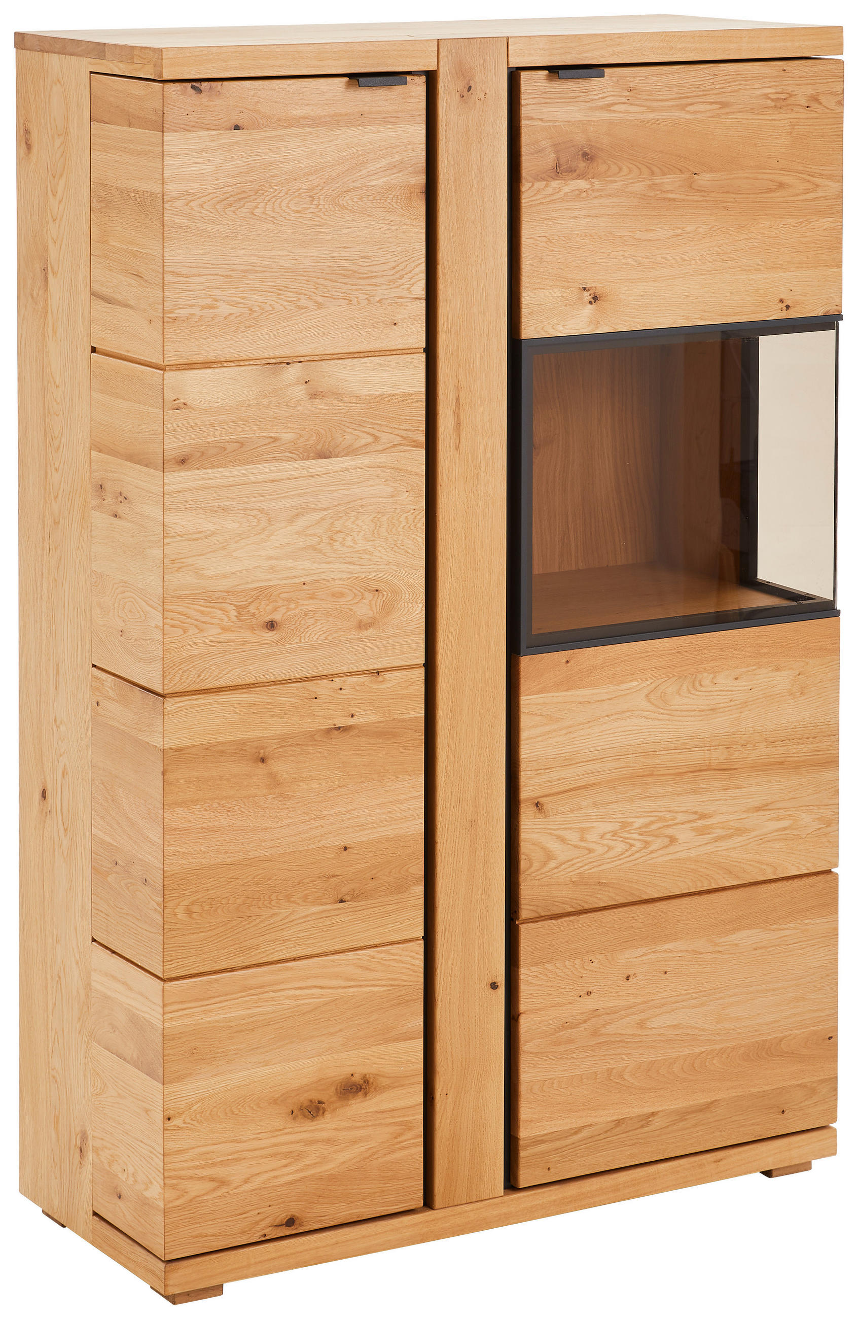 HIGHBOARD Amaya Amaya Graphitfarben, Eichefarben  88/136/38 cm  - Eichefarben/Anthrazit, Natur, Glas/Holz (88/136/38cm) - Linea Natura