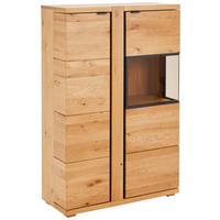 HIGHBOARD Amaya Graphitfarben, Eichefarben  88/136/38 cm  - Eichefarben/Anthrazit, Natur, Glas/Holz (88/136/38cm) - Linea Natura