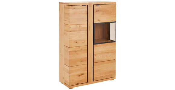 HIGHBOARD Amaya Amaya Graphitfarben, Eichefarben  88/136/38 cm  - Eichefarben/Anthrazit, Natur, Glas/Holz (88/136/38cm) - Linea Natura